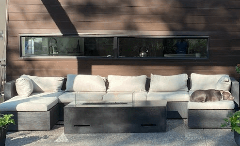 Sectional in Linen Silver, 4 inch thick seats and backs